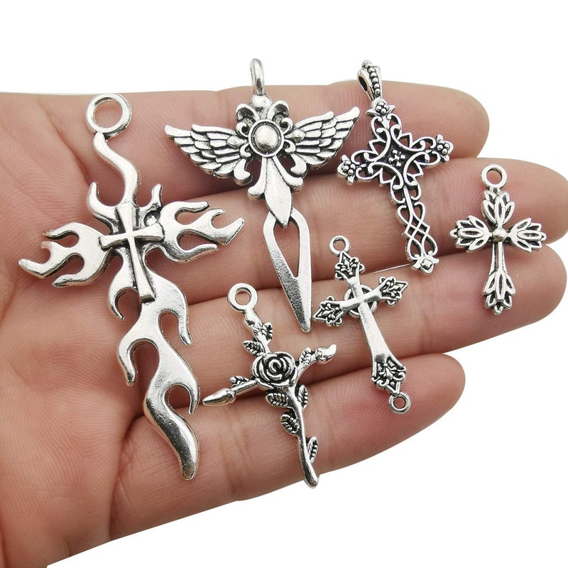 iloveDIYbeads 100g (About 42pcs) Craft Supplies Antique Silver Jesus Christ Cross Charms Pendants for Crafting, Jewelry Findings Making Accessory for DIY Necklace Bracelet (M266) - Image 2
